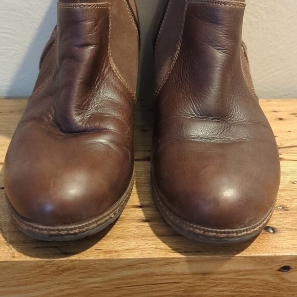 Earth Hilltopper Brown Leather & Suede Wedge Heel Bootie Women's Size 11B - Picture 2 of 12